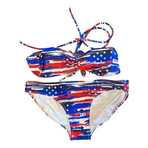 OP bandeau red white and blue halter bikini